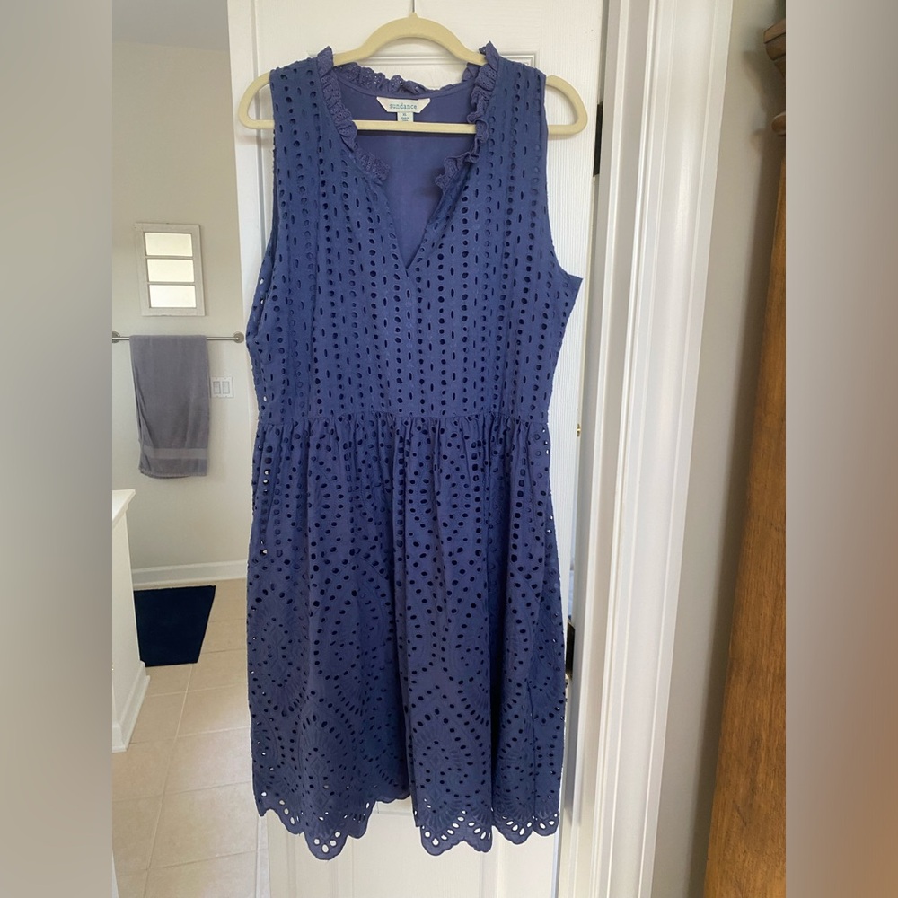 Sundance XL Elegant Eyelet Dress in Blue